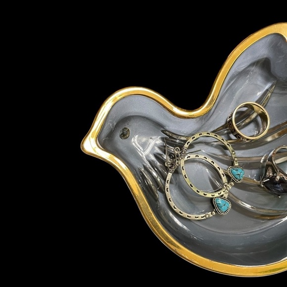 Mikasa Golden Dove Sweet Dish Peace Crystal Gold Trim Trinket 6.5”x5"x1" - Picture 5 of 10